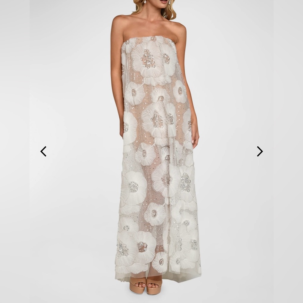 NWT Helsi Margot Strapless Beaded Floral Tulle Gown